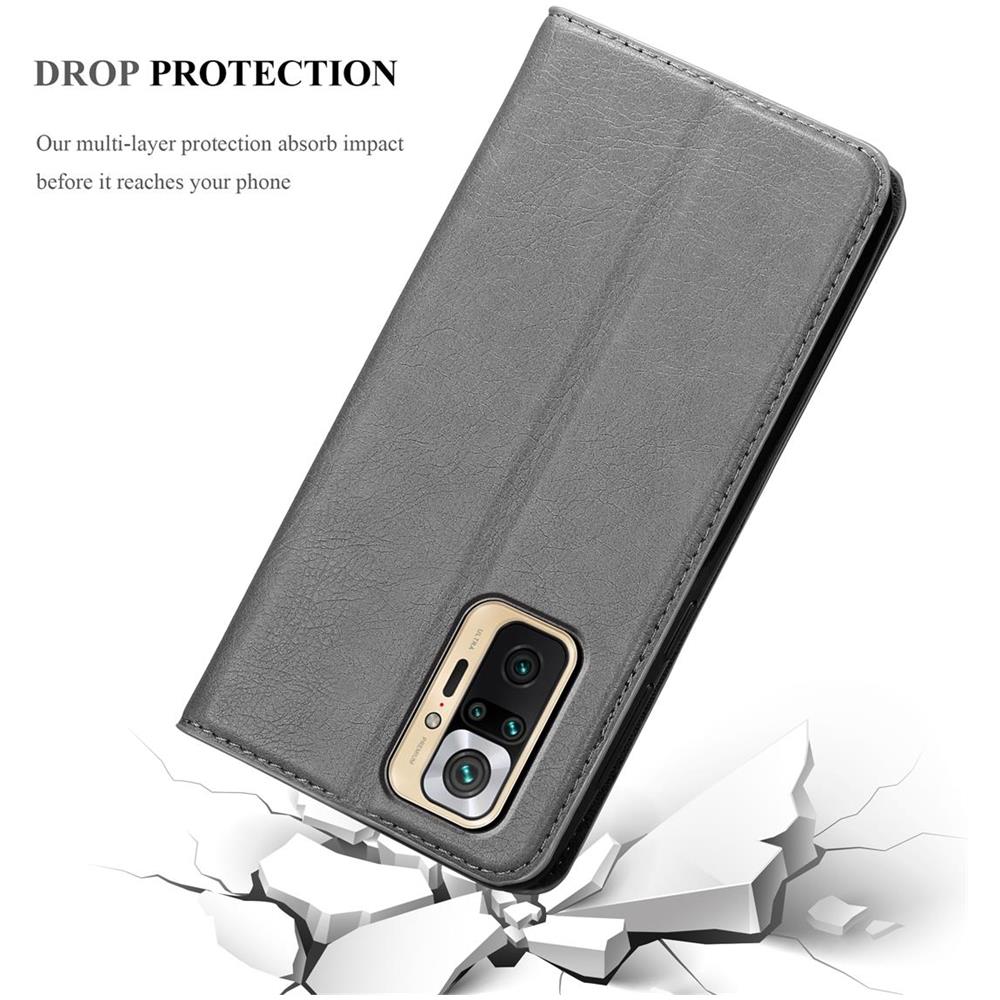 Custodia Compatibile Con Xiaomi Redmi Note 10 In Grigio Titanio - Coperchio Protettiva Con Chiusura Magnetica, Funzione Stand E Tasca Per Le Carte - Foto 8