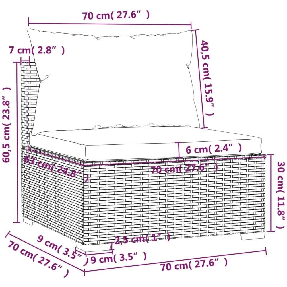 Set Divani Da Giardino 4 Pz Con Cuscini In Polyrattan Marrone - Foto 6