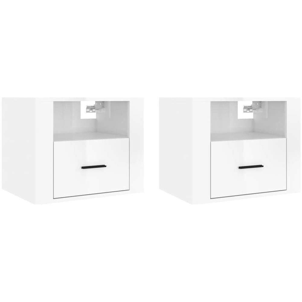 Comodini A Muro 2 Pz Bianco Lucido 50x36x40 Cm - Foto 2