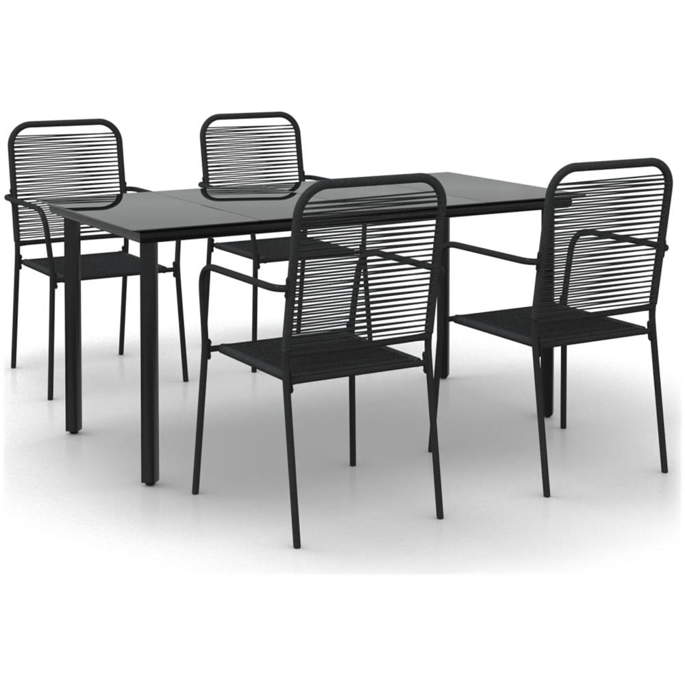 Set Da Pranzo Da Giardino 5 Pz Nero Corda Di Cotone E Acciaio - Foto 2