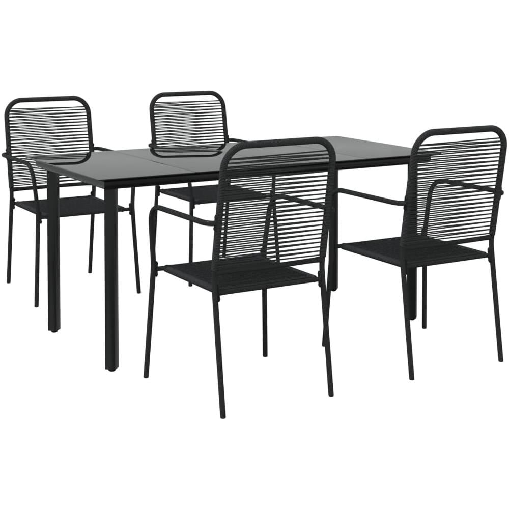 Set Da Pranzo Da Giardino 5 Pz Nero Corda Di Cotone E Acciaio - Foto 3
