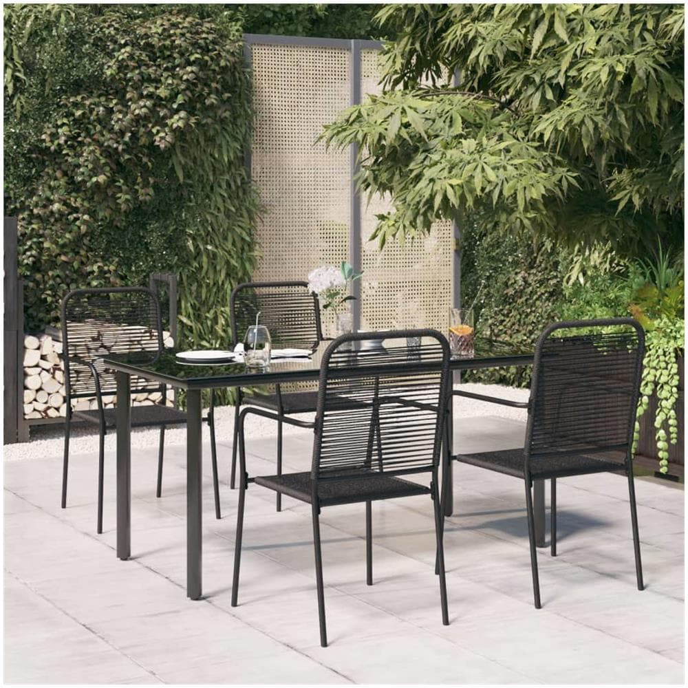 Set Da Pranzo Da Giardino 5 Pz Nero Corda Di Cotone E Acciaio - Foto 1