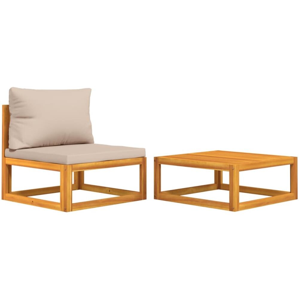 Set Divani Da Giardino 2pz Con Cuscini Legno Massello Acacia - Foto 2