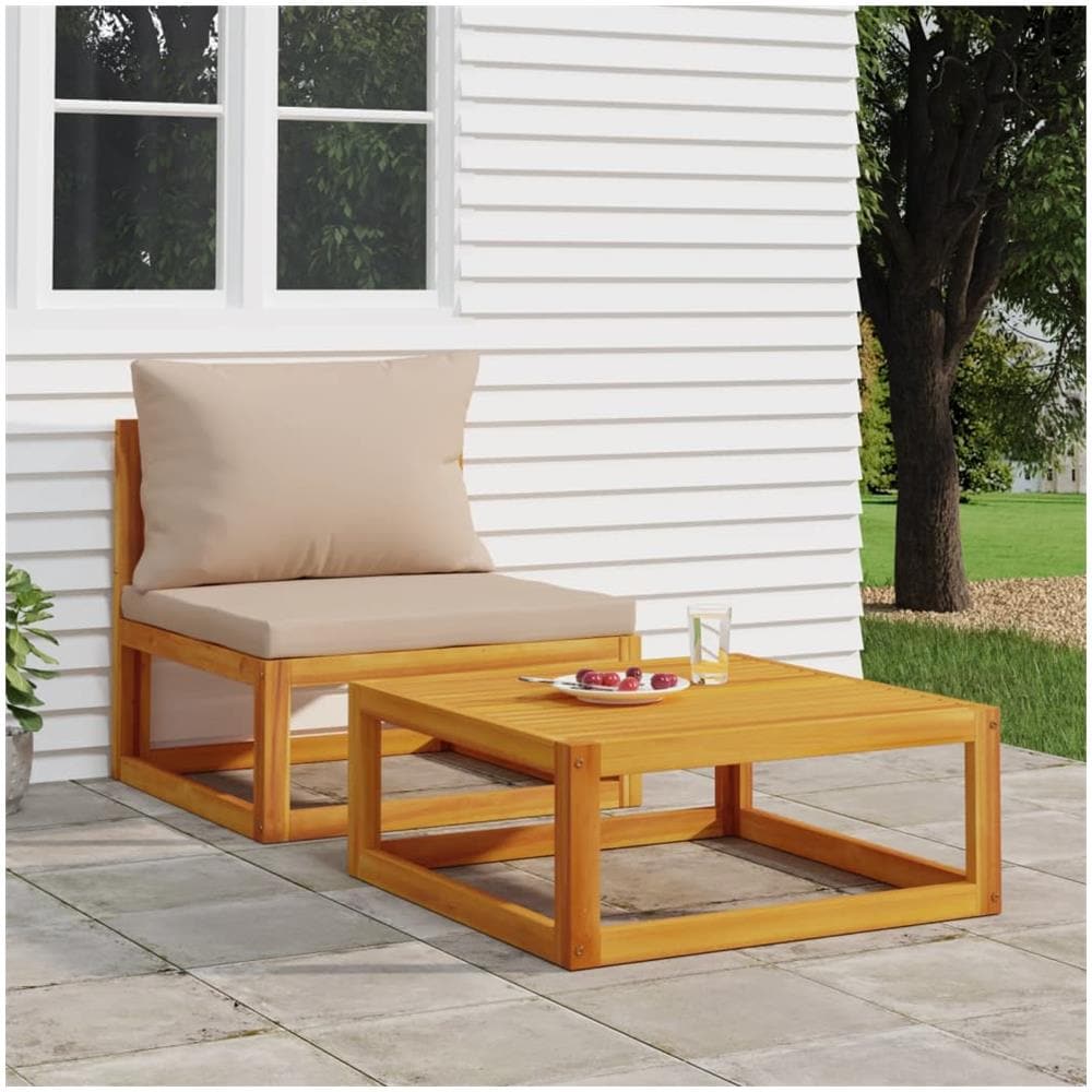 Set Divani Da Giardino 2pz Con Cuscini Legno Massello Acacia - Foto 1