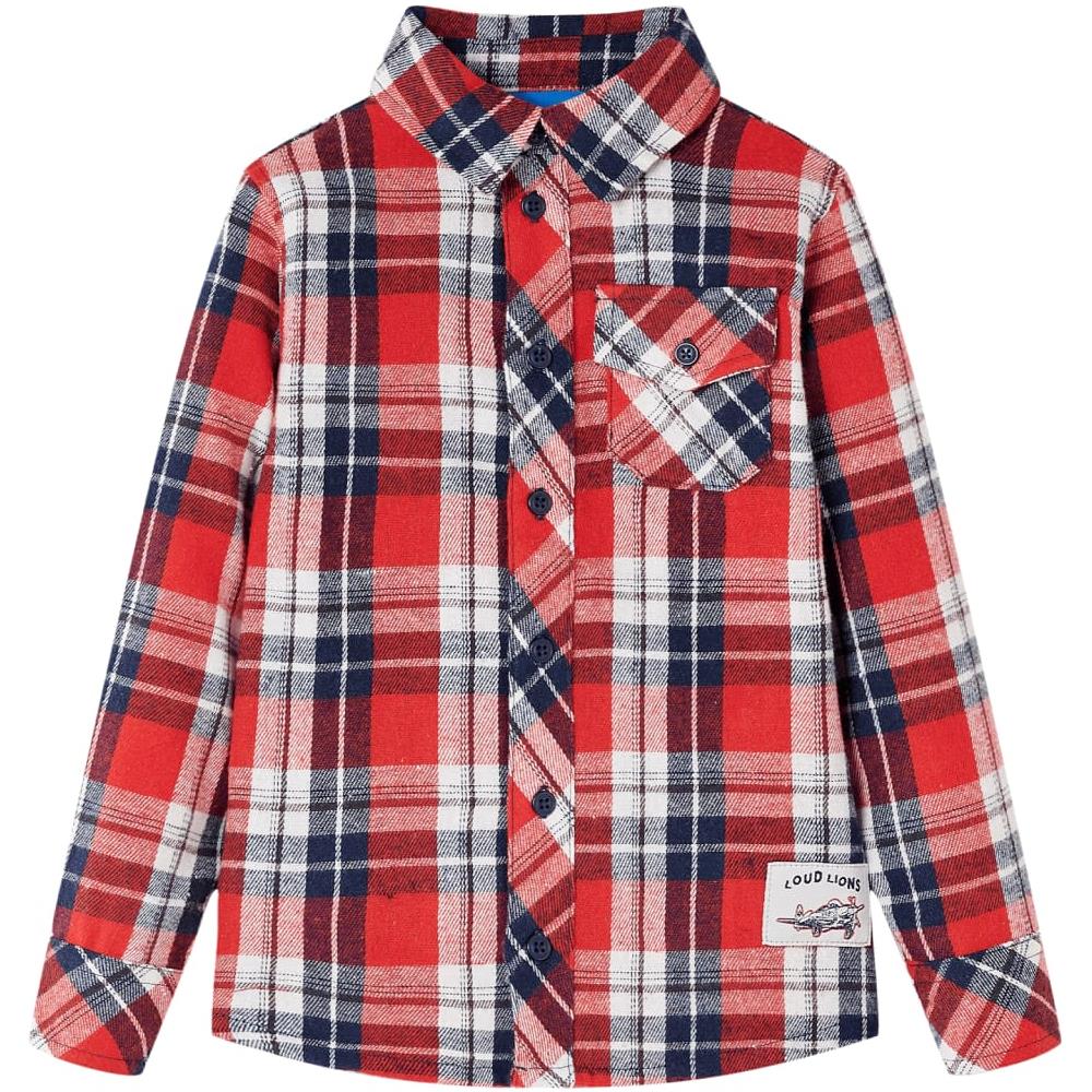 Camicia A Quadri Da Bambino Rossa E Blu Marino 116 - Foto 1