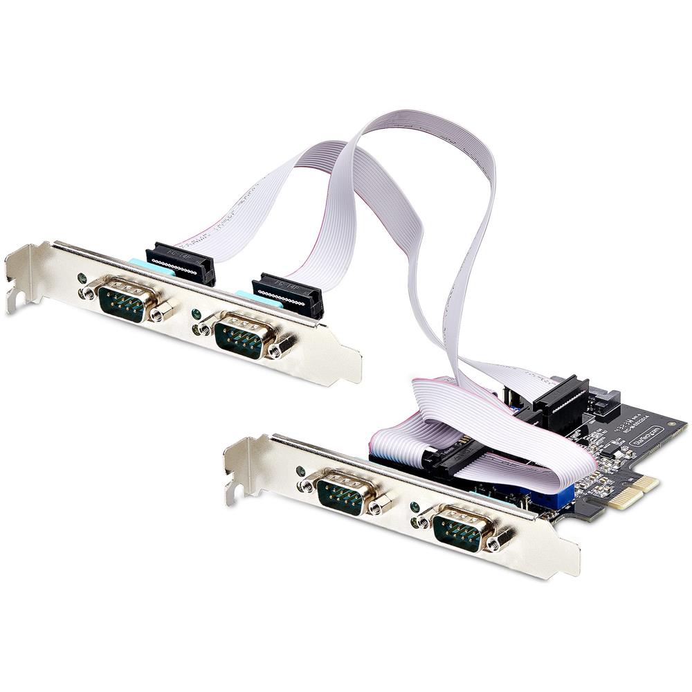 Scheda Seriale PCIe a 4 porte, scheda seriale PCI Express a RS232/RS422/RS485 (DB9), staffa a basso profilo inclusa, UART 16C1050, Windows /Linux, conforme a TAA - Protezione ESD di livello 4 - Foto 1