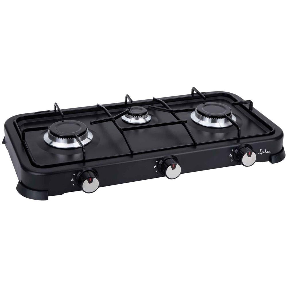 Fornello A Gas Portatile A 3 Fuochi Con Grill Nero - Foto 1