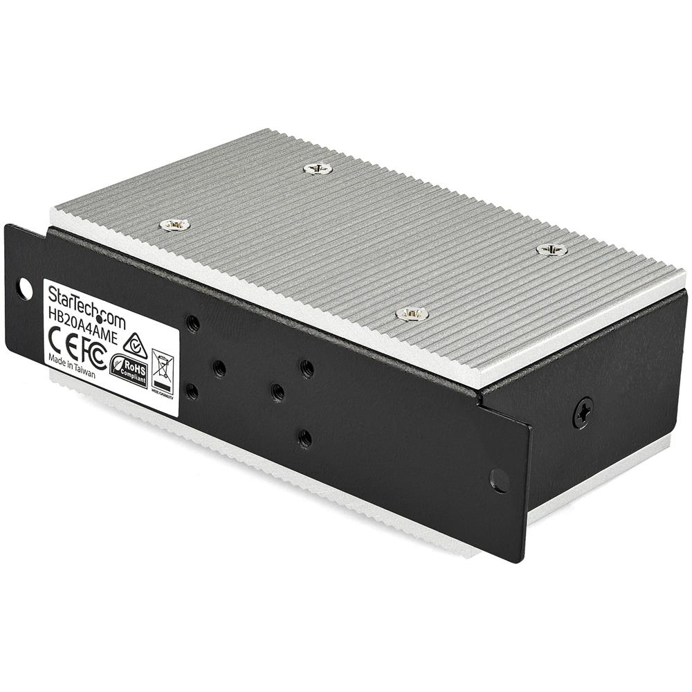 Hub USB 2.0 a 4 porte - Hub USB-A industriale in metallo (4x USB-A) con protezione ESD e da sovratensioni - Temp. di funzionamento estesa da -40&deg;C a 85&deg;C - Montaggio su guida DIN /Parete /Scrivania - Hub di espansione USB - Foto 2