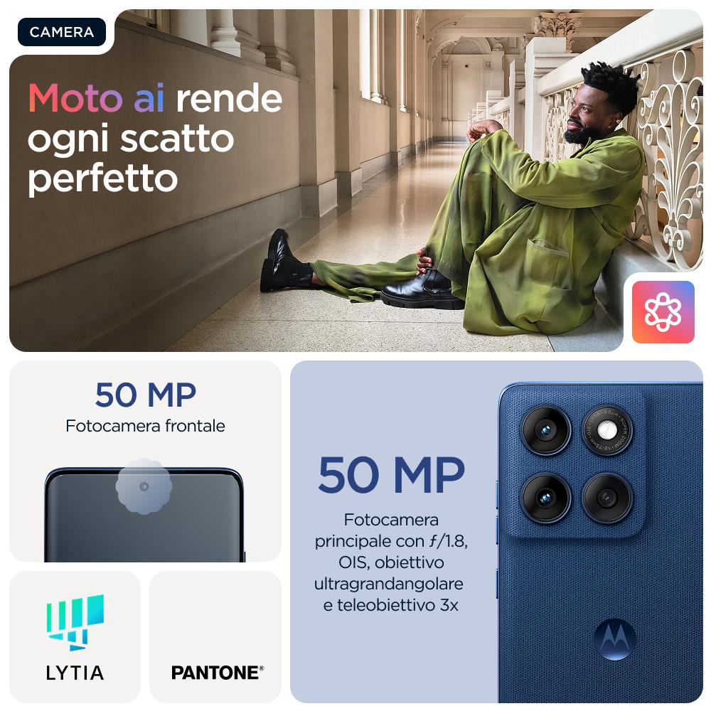 Edge 60 5G con Moto AI 512GB 12GB Ram Display 6.67" pOLED 120Hz Main Camera 50+50+10MP Selfie 50MP NanoSIM + eSIM Android 15 Dimensity 7300 5200mAh Pantone Gibraltar Sea - Foto 20