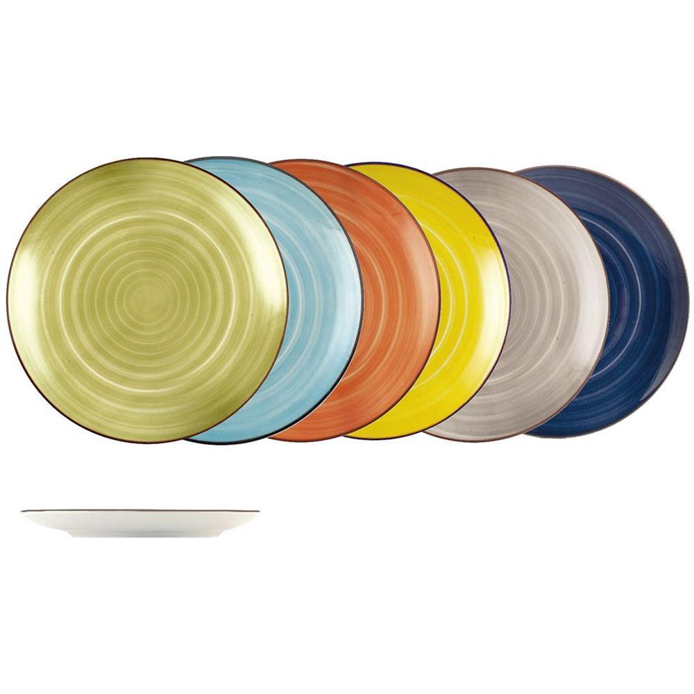 Set 12 piatti piani Caribe in stoneware assortiti cm 26 - Foto 1