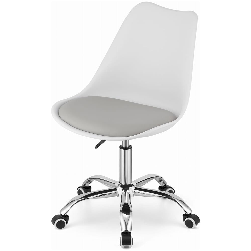 Sedia girevole VIRO bianca e grigia per ufficio, design ergonomico - Foto 5
