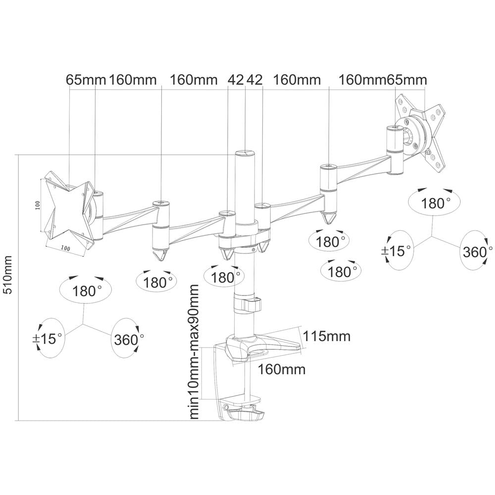Supporto da Scrivania FPMA-D1330DSILVER per 2 Monitor LCD /LED /TFT - Foto 3