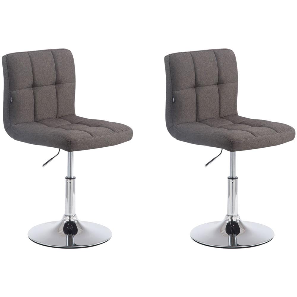 Set 2 Sedie Lounge Design Palma V2 - Coppia Sedie Sgabello Girevoli Imbottite in Tessuto Trapunto H 41-55 cm Grigio Scuro - Foto 1