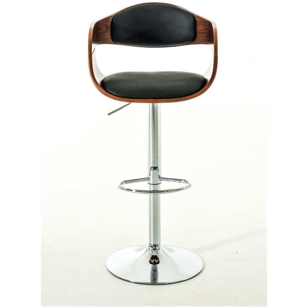 Sgabello rétro Kingston con Braccioli - Sgabello Bar Girevole 360° in Similpelle e Legno I Sgabello Alto Bancone Regolabile 63-77cm Noce / Nero - Foto 2