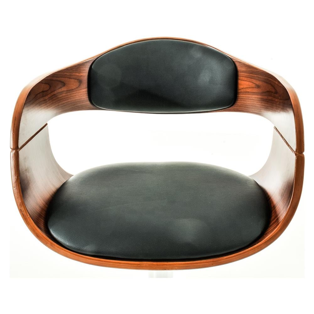 Sgabello rétro Kingston con Braccioli - Sgabello Bar Girevole 360° in Similpelle e Legno I Sgabello Alto Bancone Regolabile 63-77cm Noce / Nero - Foto 5