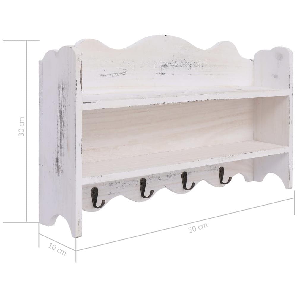 Appendiabiti A Muro Bianco 50x10x30 Cm In Legno - Foto 7