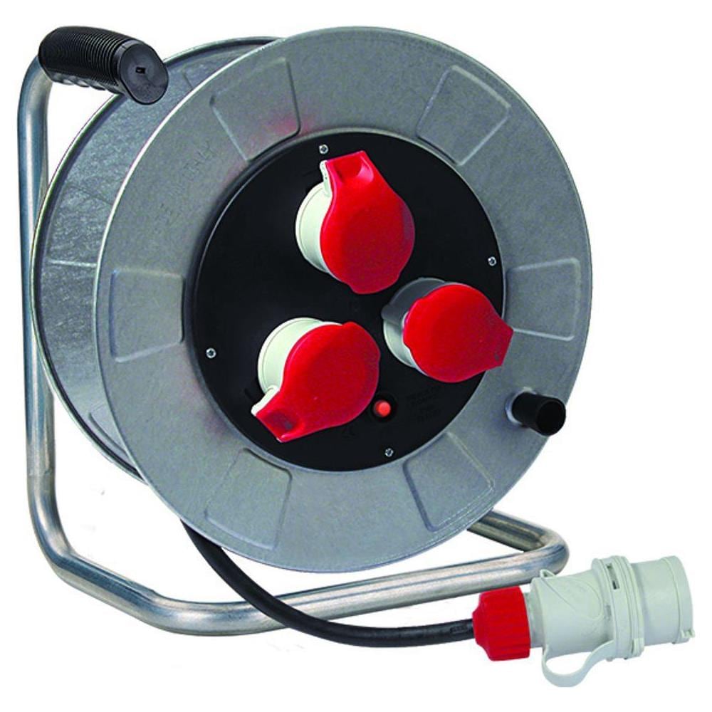 Avvolgicavo Industriale GOLIA METAL Ø 320 mm con Cavo da 30 m. 4G2,5 H07RN-F + Disgiuntore Termico Trifasespina 3P+T 16A 380-415V 6h IP44 - Foto 1