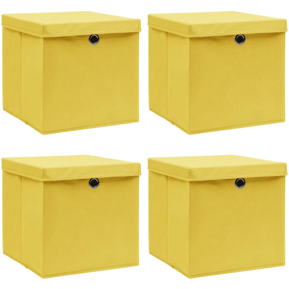 Scatole Portaoggetti con Coperchi 4pz Gialle 32x32x32cm Tessuto - Foto 1