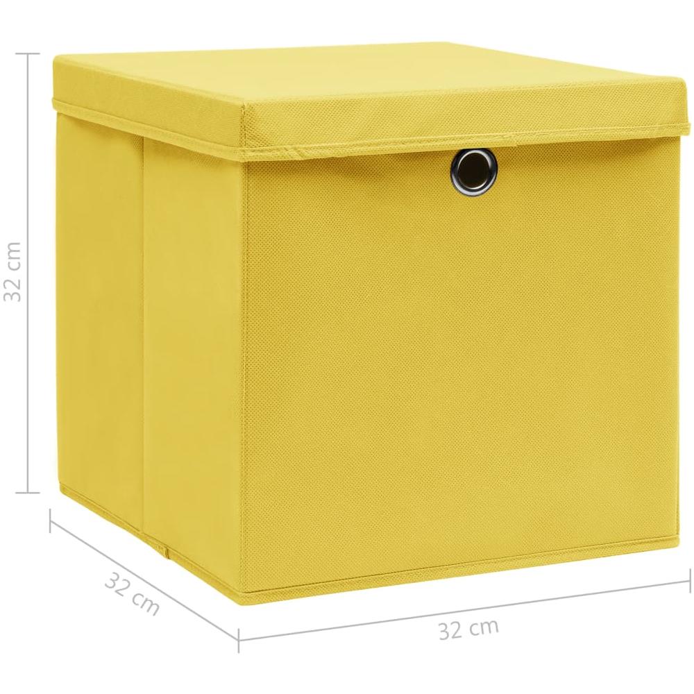 Scatole Portaoggetti con Coperchi 4pz Gialle 32x32x32cm Tessuto - Foto 6