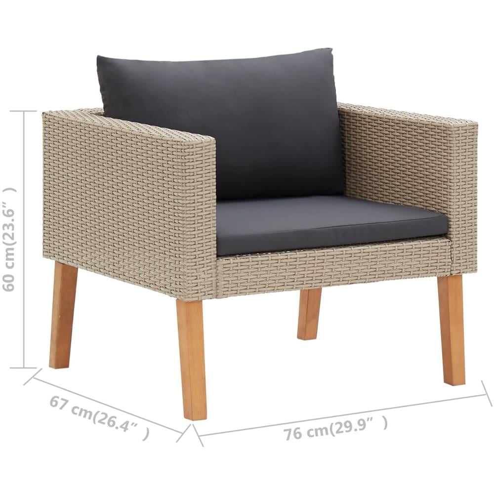 Set Divani da Giardino 4 pz con Cuscini in Polyrattan Beige - Foto 4