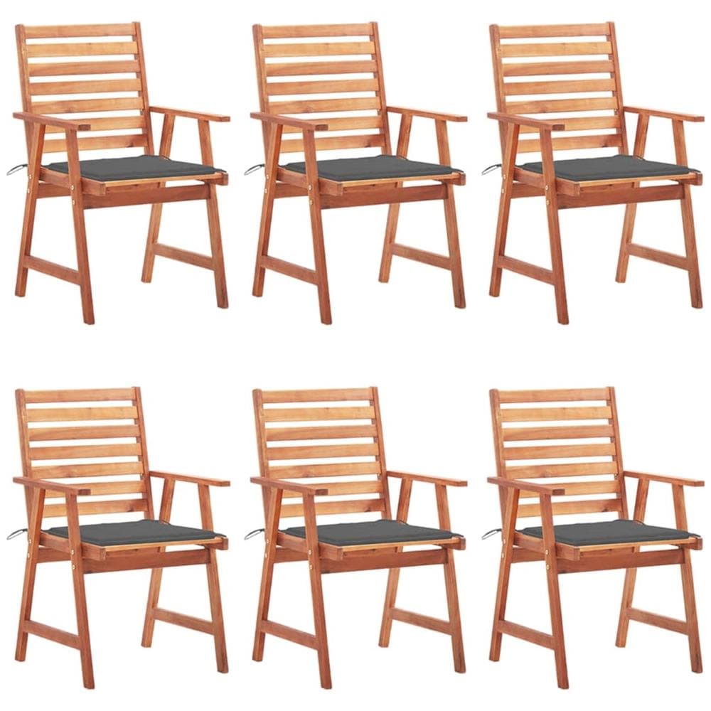 Sedie da Pranzo da Esterni con Cuscini 6 pz Massello di Acacia - Foto 1