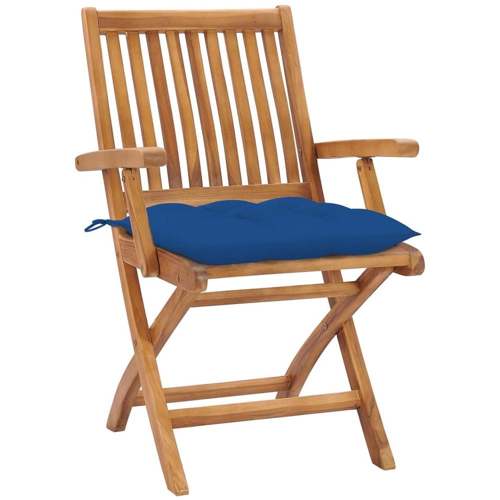 Sedie da Giardino Pieghevoli con Cuscini 8 pz Massello di Teak - Foto 2