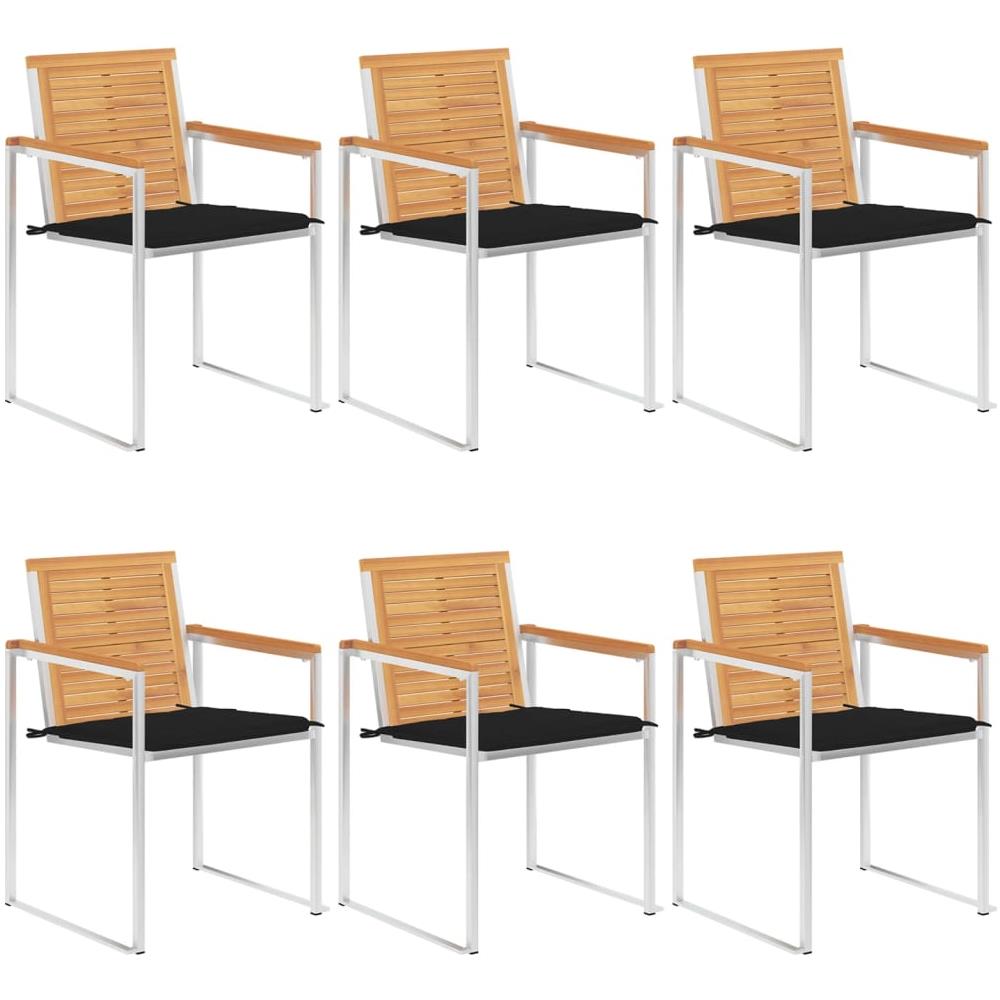 Sedie Da Giardino Con Cuscini 6 Pz In Legno Massello Di Teak - Foto 1