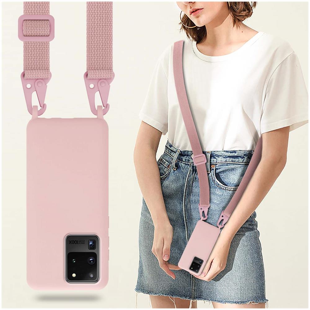 Catena Di Telefoni Cellulari Compatibile Con Samsung Galaxy S20 Ultra In Liquid Rosa - Coperchio Di Protezione In Silicone Con Cordino Regolabile In Lunghezza - Foto 7