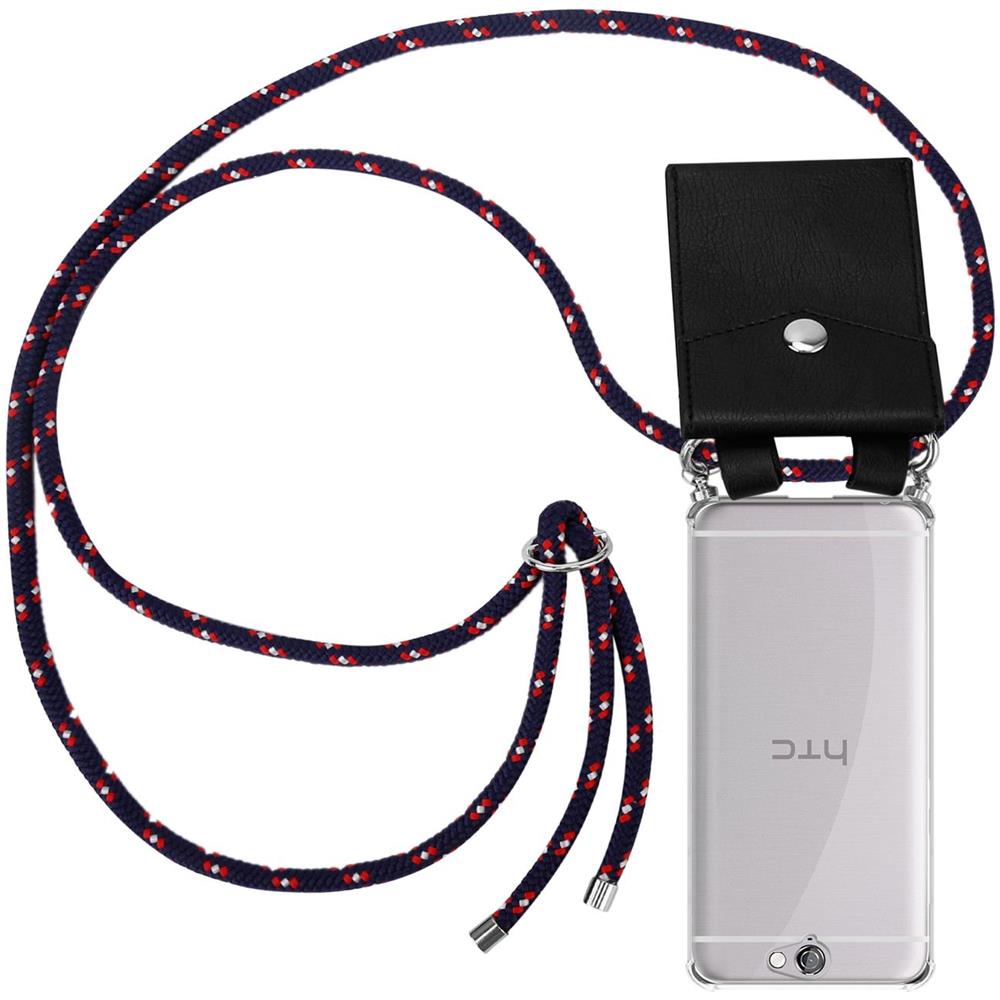 Catena Di Telefoni Cellulari Compatibile Con Htc One A9 In Blu Rosso Bianco À Pois - Coperchio Protettivo In Silicone Con Anelli D'argento, Cinturino In Corda E Custodia Staccabile - Foto 1