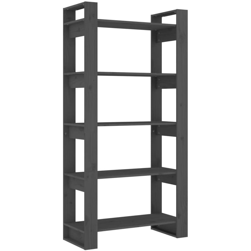 Libreria / divisorio Grigio 80x35x160 Cm Legno Massello - Foto 2