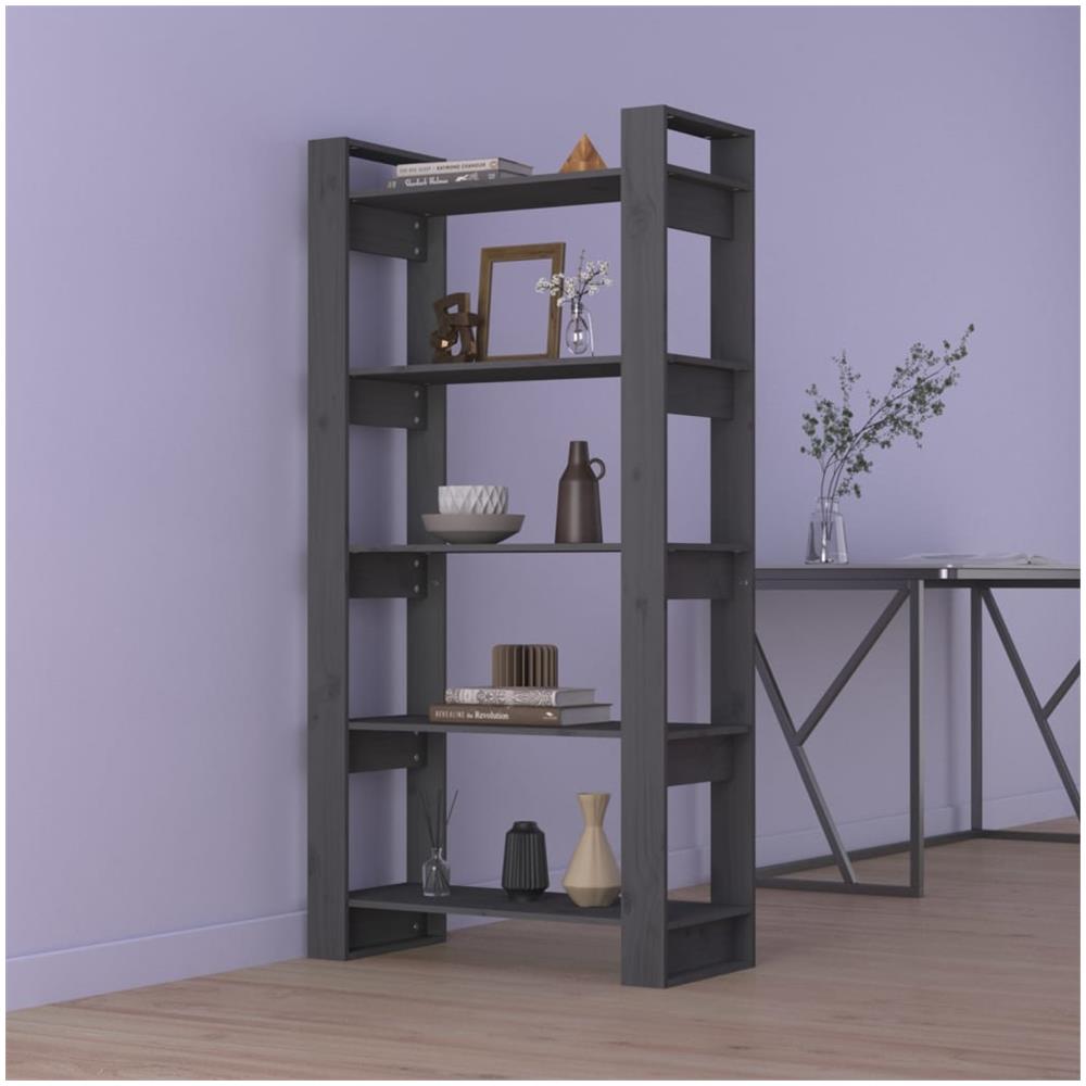Libreria / divisorio Grigio 80x35x160 Cm Legno Massello - Foto 1