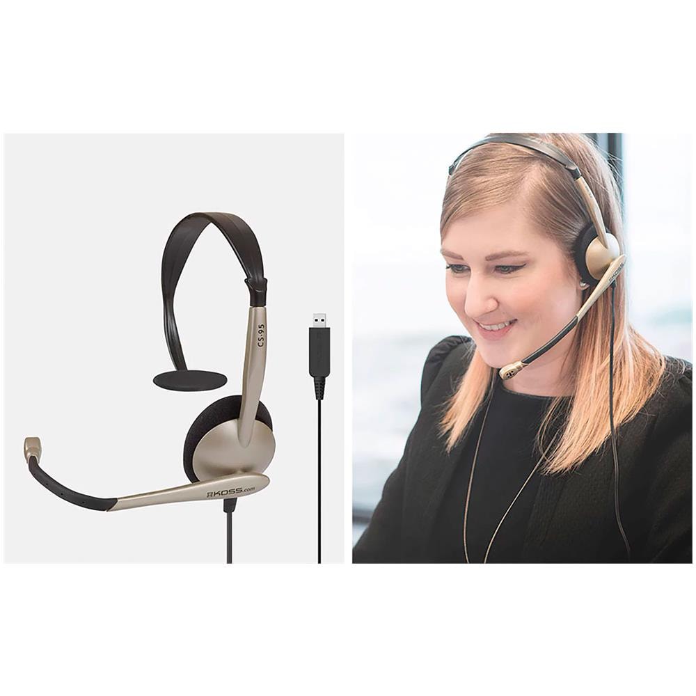 Cs95 Usb Cuffie Cablata Usb Con Microfono A Cancellazione Del Rumore, Per Ufficio Beige - Foto 2