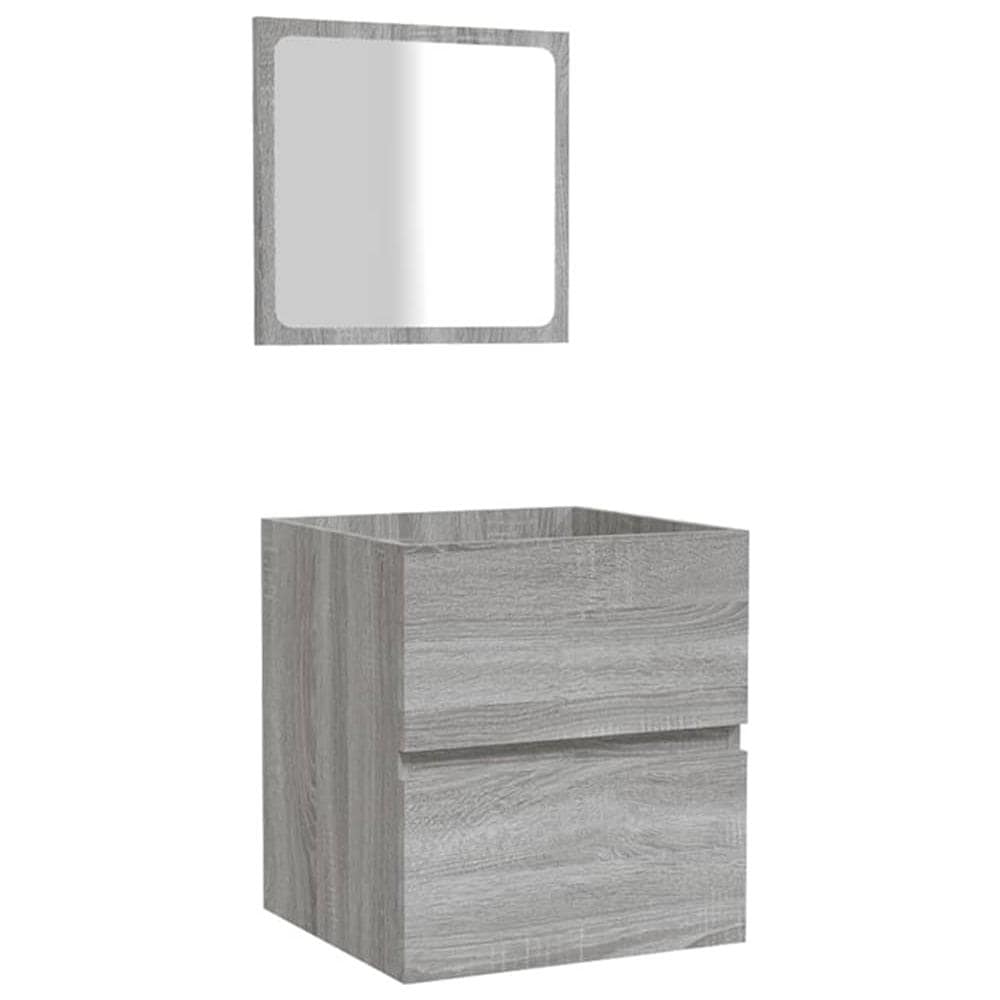 Mobile Da Bagno Con Specchio Grigio Sonoma In Legno Multistrato - Foto 2