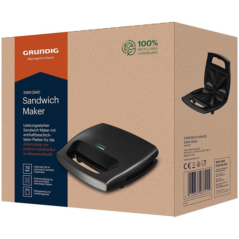 Sandwich Maker SWM2940 con Potenza 750 W Colore Nero / Acciaio Inossidabile - Foto 8