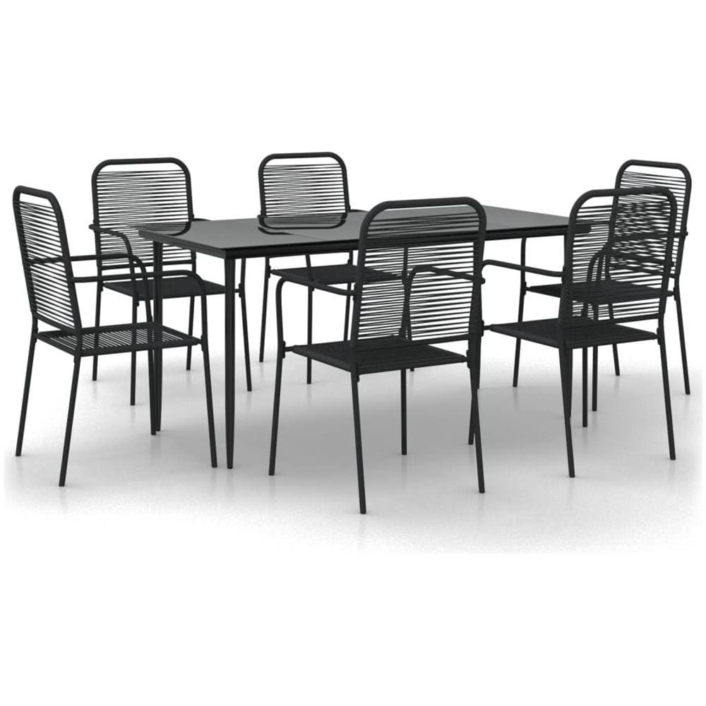 Set Da Pranzo Da Giardino 7 Pz Nero Corda Di Cotone E Acciaio - Foto 2