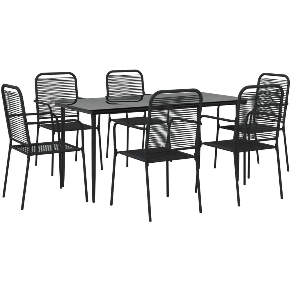 Set Da Pranzo Da Giardino 7 Pz Nero Corda Di Cotone E Acciaio - Foto 3