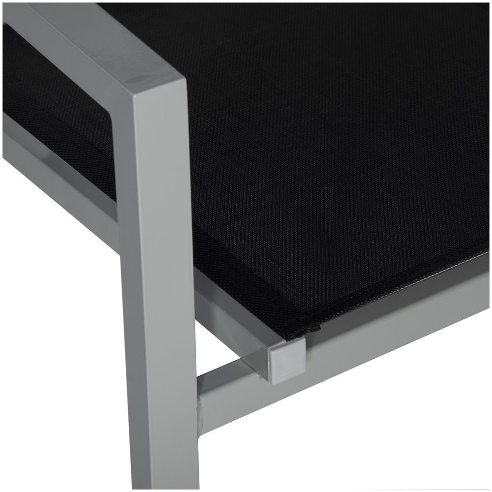 Set Di 4 Sedie In Alluminio Grigio - Textilene Nero - Foto 2