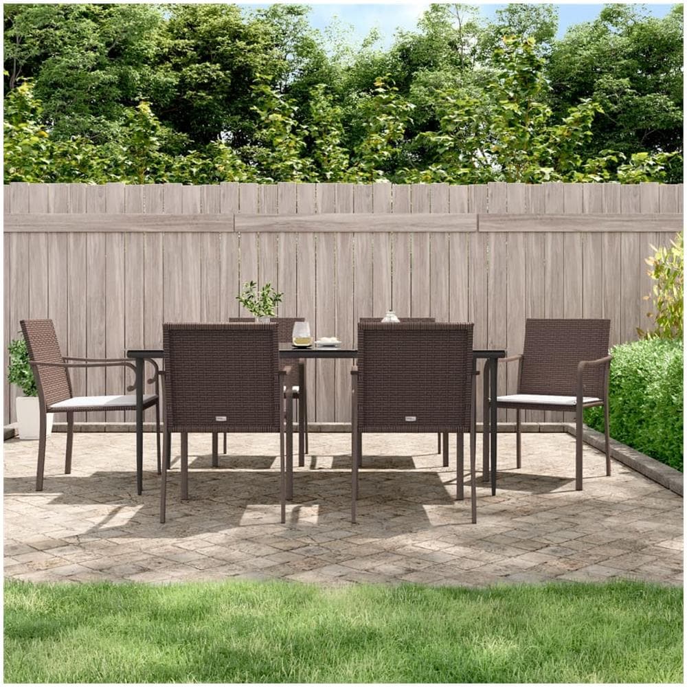 Sedie Da Giardino Con Cuscini 6pz Marroni 56x59x84cm Polyrattan - Foto 1