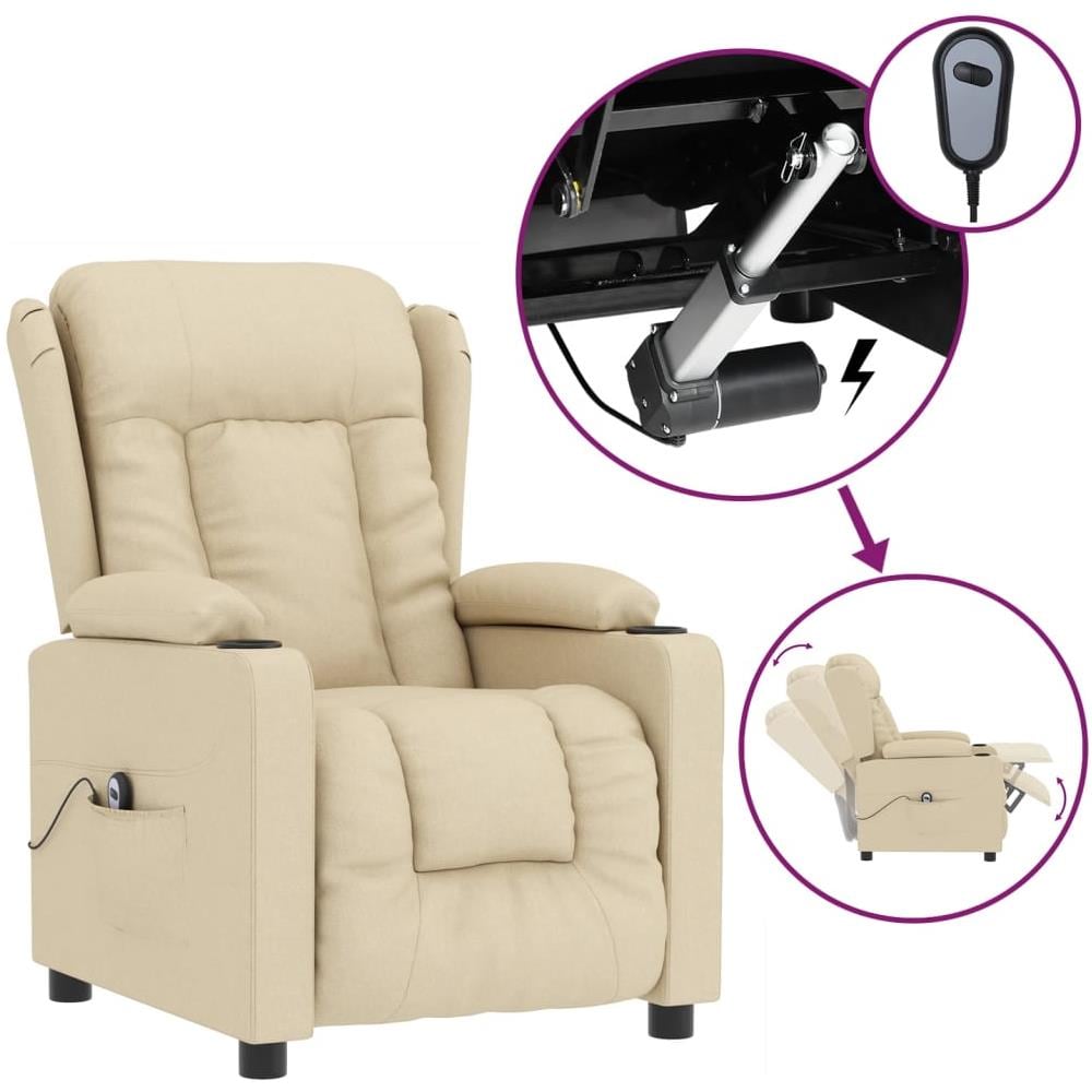 Poltrona Elettrica Reclinabile Crema In Tessuto - Foto 2