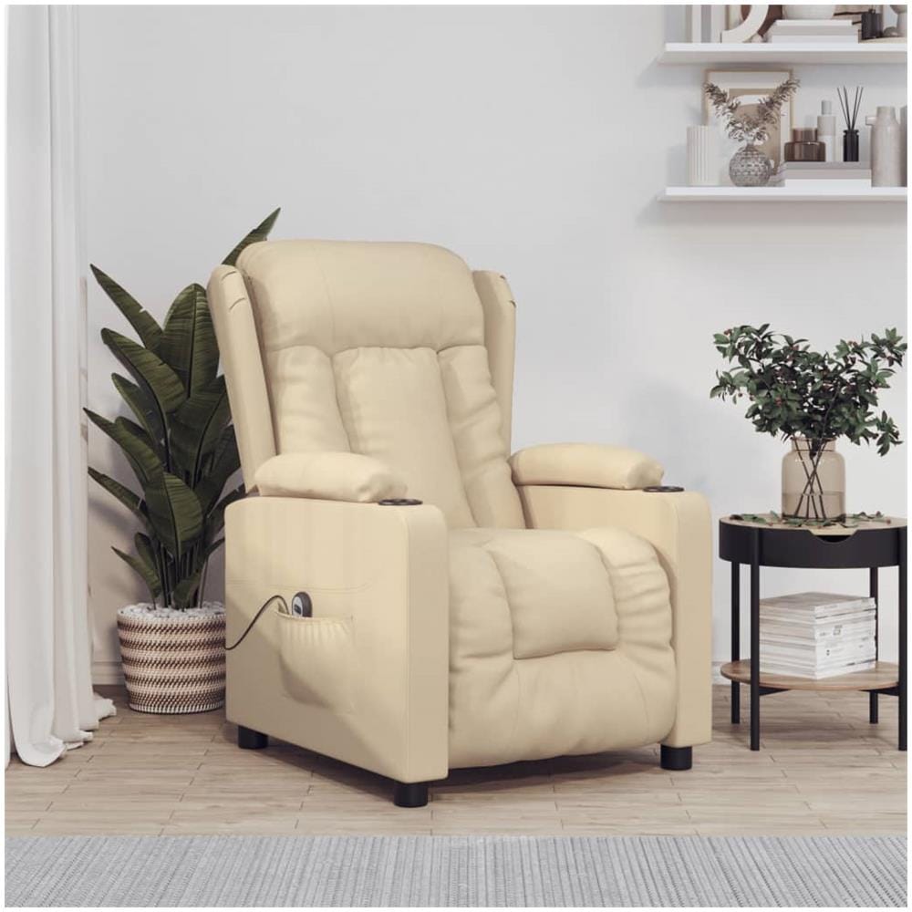 Poltrona Elettrica Reclinabile Crema In Tessuto - Foto 1