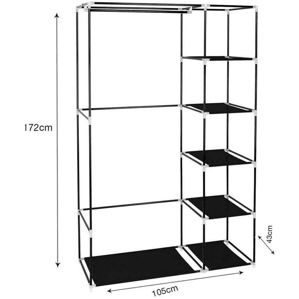 Guardaroba In Tessuto Con Ante Con Cerniera Home Misura 170x110x45 Cm Nero - Foto 2