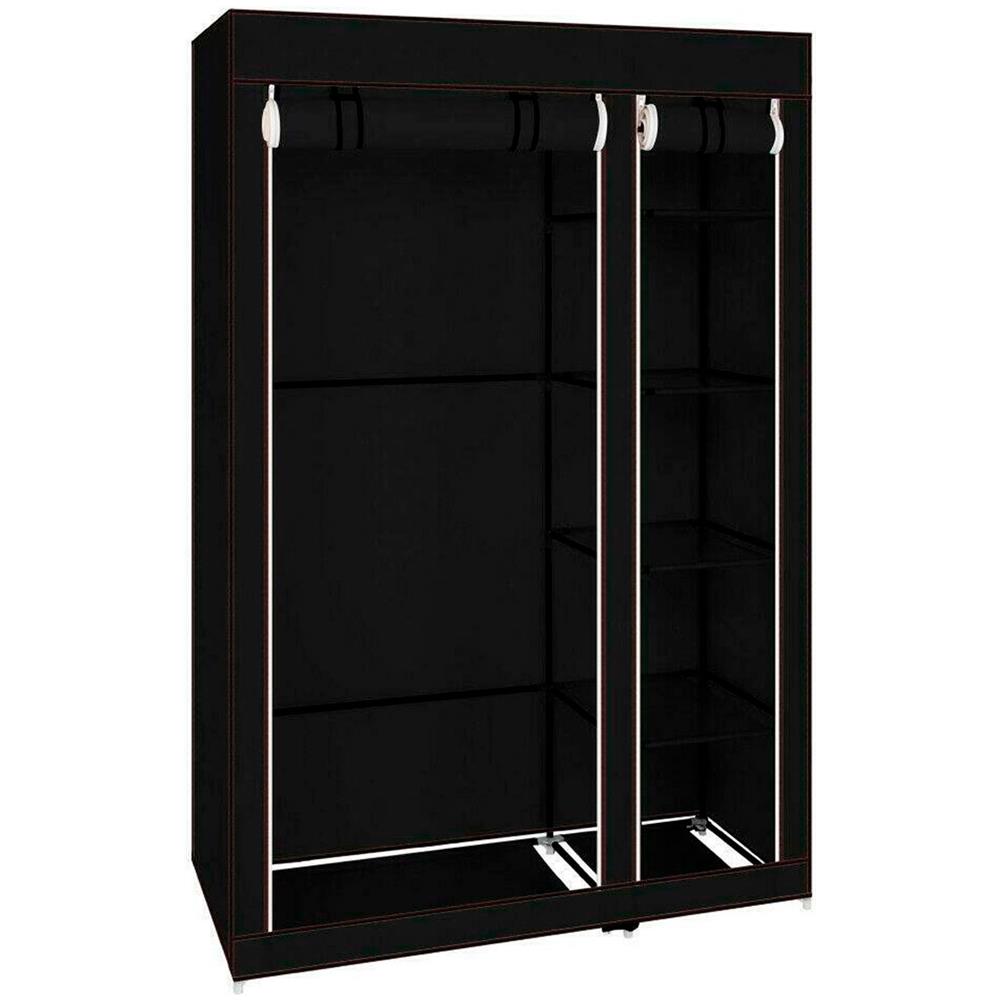 Guardaroba In Tessuto Con Ante Con Cerniera Home Misura 170x110x45 Cm Nero - Foto 7