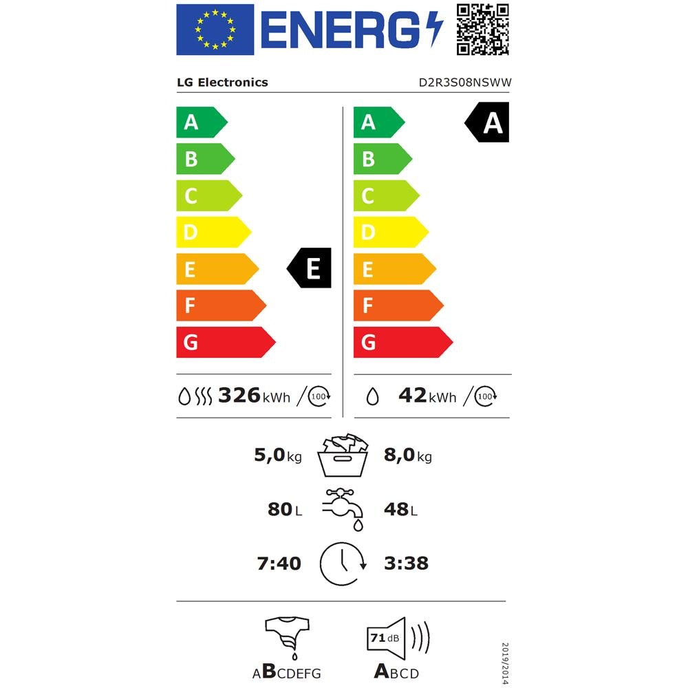 Lavasciuga D2R3S08NSWW.ABWQPIS R3 Capacità Lav /Asc 8/5 Kg Classe E Centrifuga 1200 giri - Foto 2