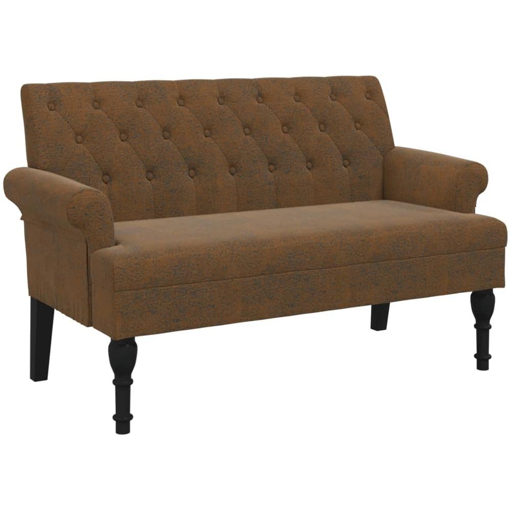 Panca Con Schienale Marrone 120x62x75,5 Cm In Scamosciato - Foto 2