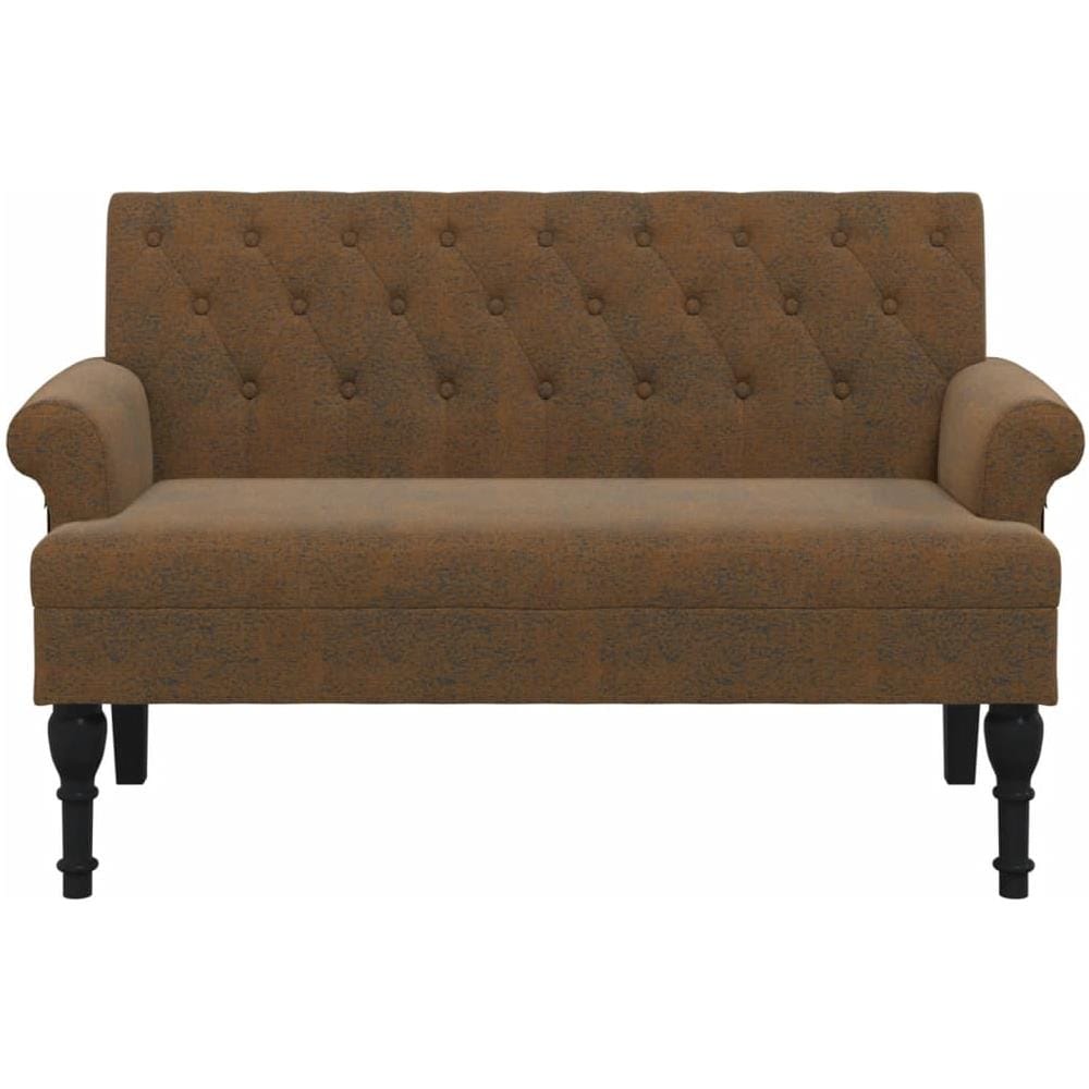 Panca Con Schienale Marrone 120x62x75,5 Cm In Scamosciato - Foto 3