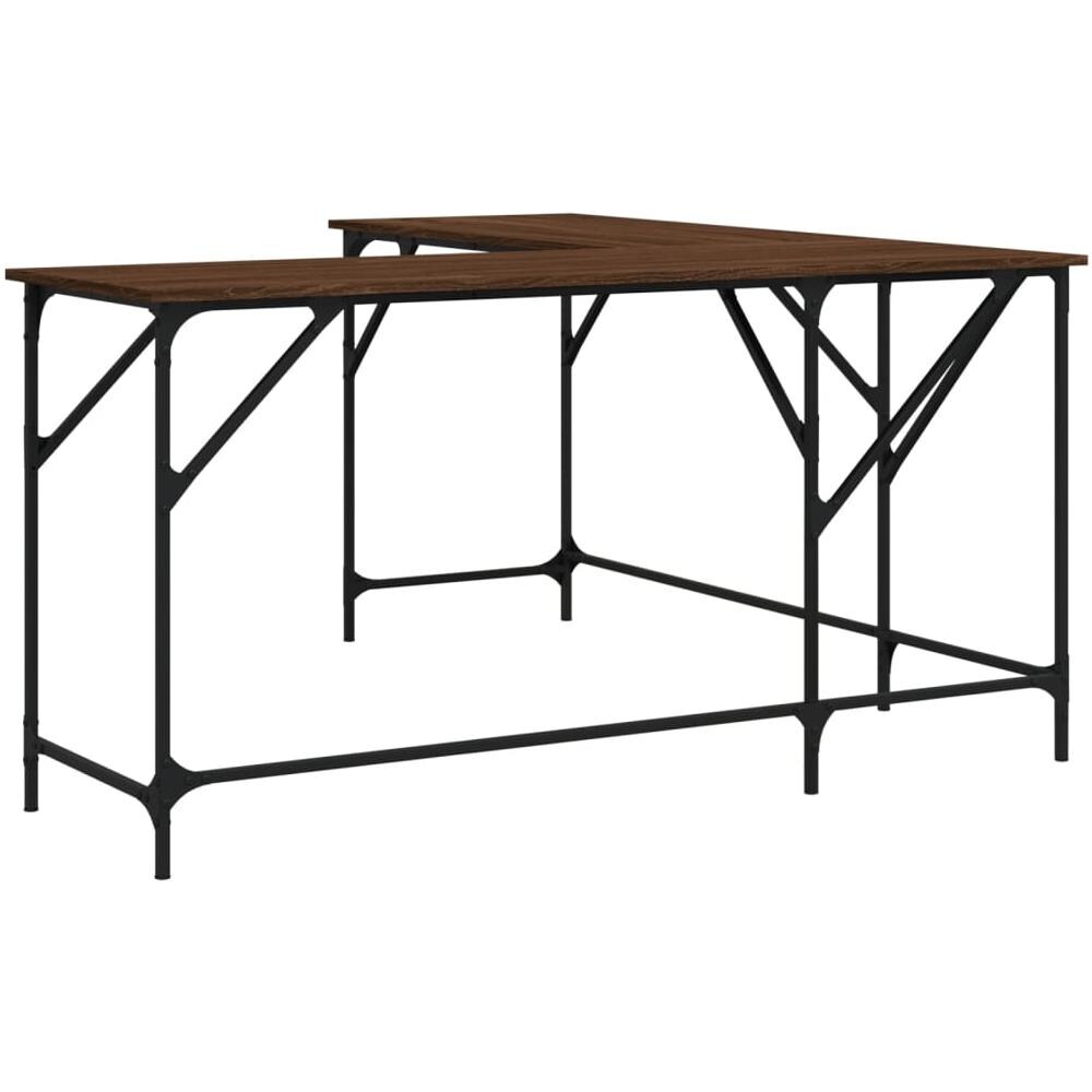 Scrivania Rovere Marrone 149x149x75 Cm In Legno Multistrato - Foto 2