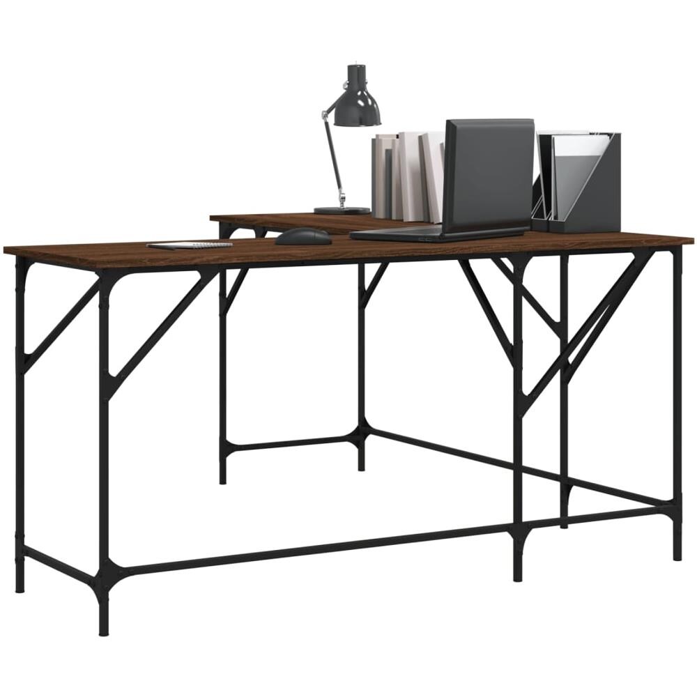 Scrivania Rovere Marrone 149x149x75 Cm In Legno Multistrato - Foto 3