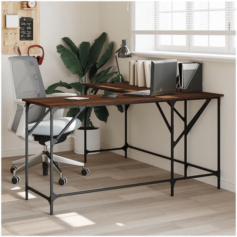 Scrivania Rovere Marrone 149x149x75 Cm In Legno Multistrato - Foto 1