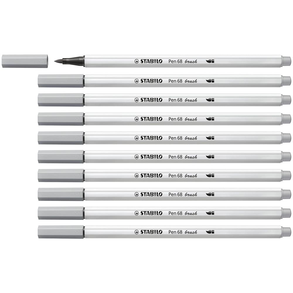 Pen 68 brush - Pennarello Premium con punta a pennello - Confezione da 10 - Grigio Freddo Medio - Foto 1