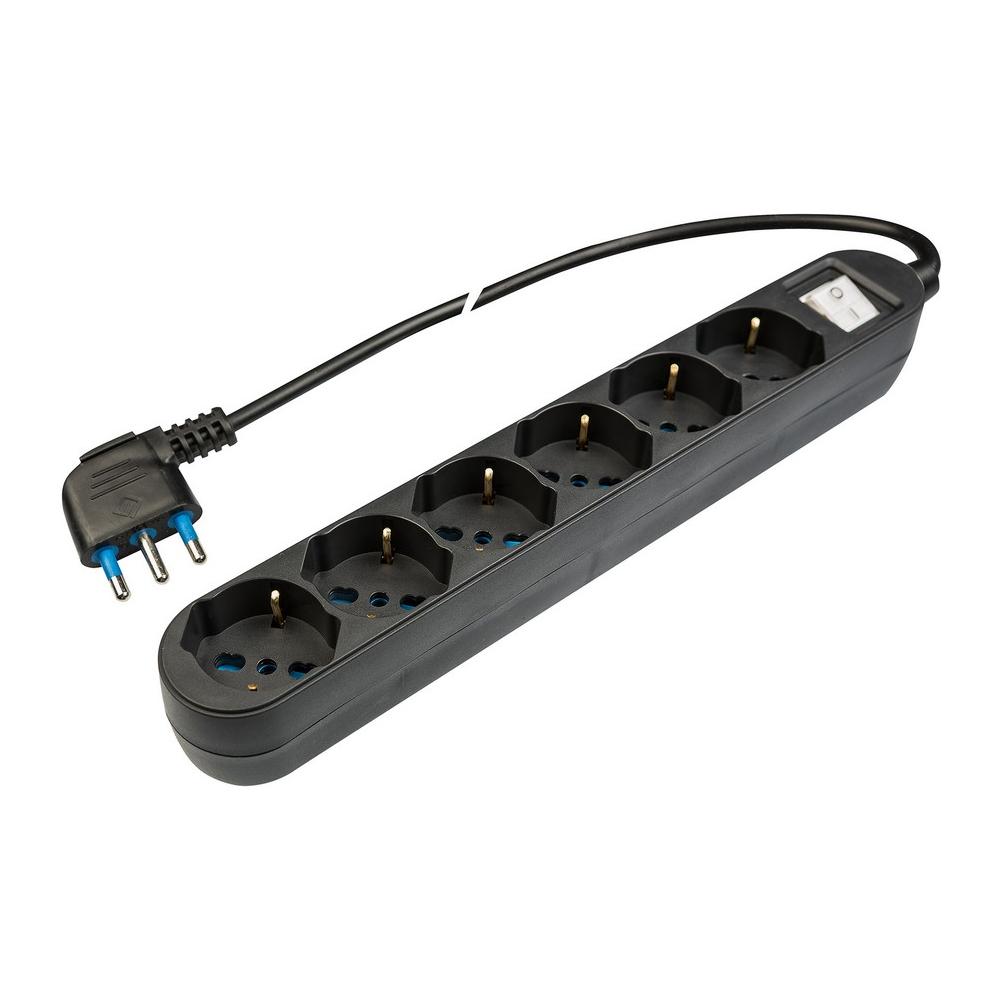 Multipresa Pluristandard, 6x10/16a 2p+T, Standard Italiano E Tedesco Nero - Foto 1